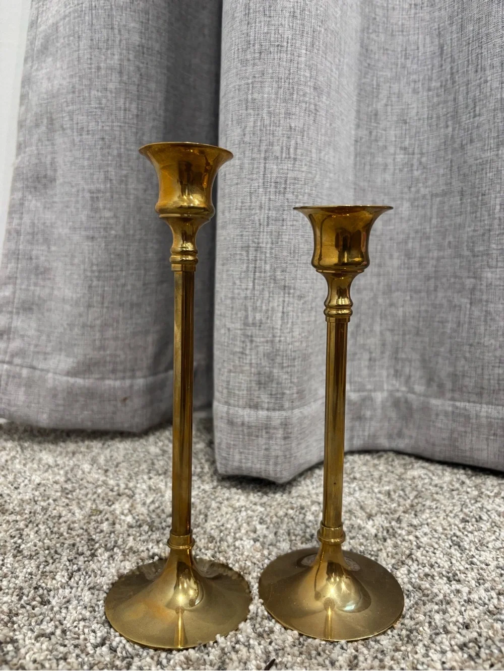 Vintage Solid Brass Taper Candlestick Holder Slender Stem Set of 2
